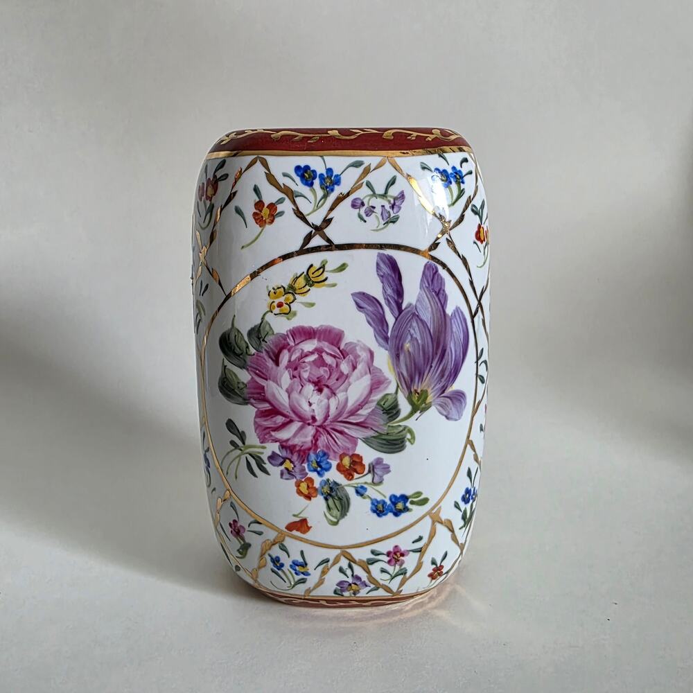 Formalities by Baum Bros Hand Painted 10K Gold Ceramic Vase Floral